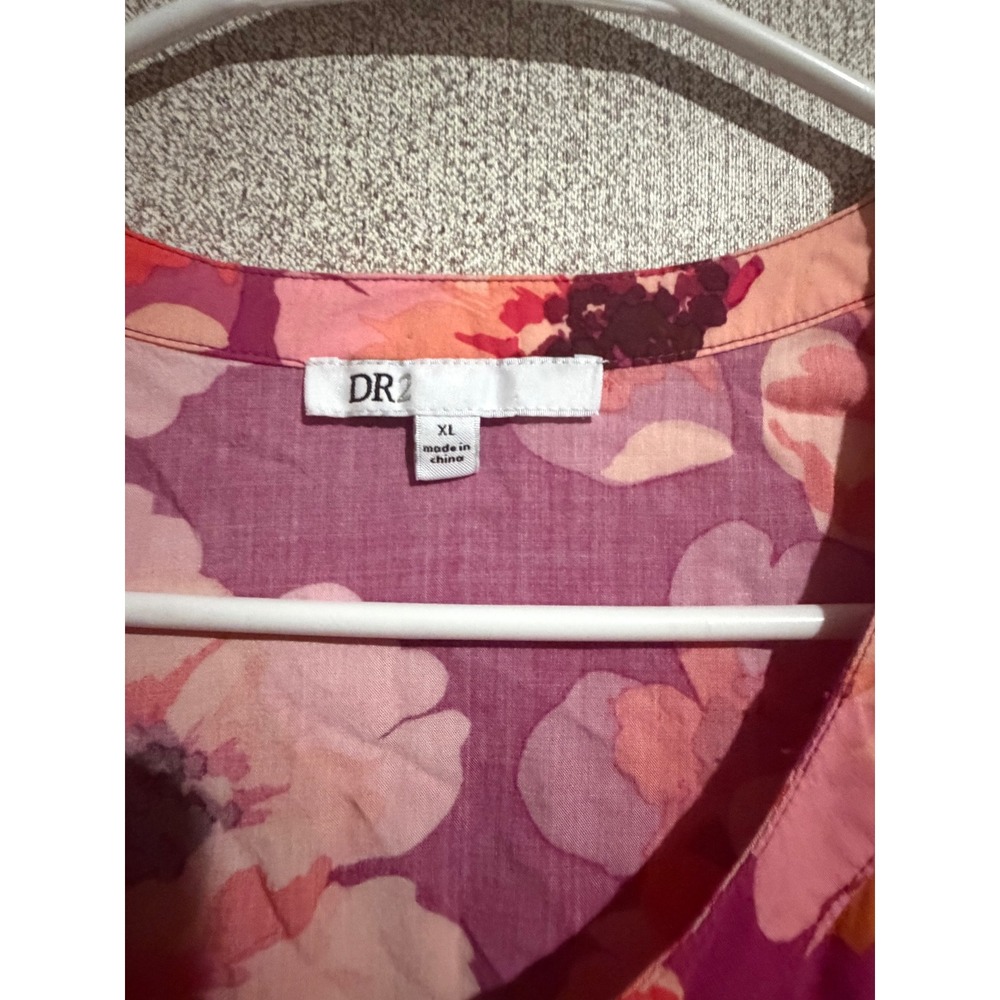 DR2 by Daniel Rainn Womens XL Pink Orange Floral Long Sleeve Blouse ZDR14064RY7 - Picture 3 of 7